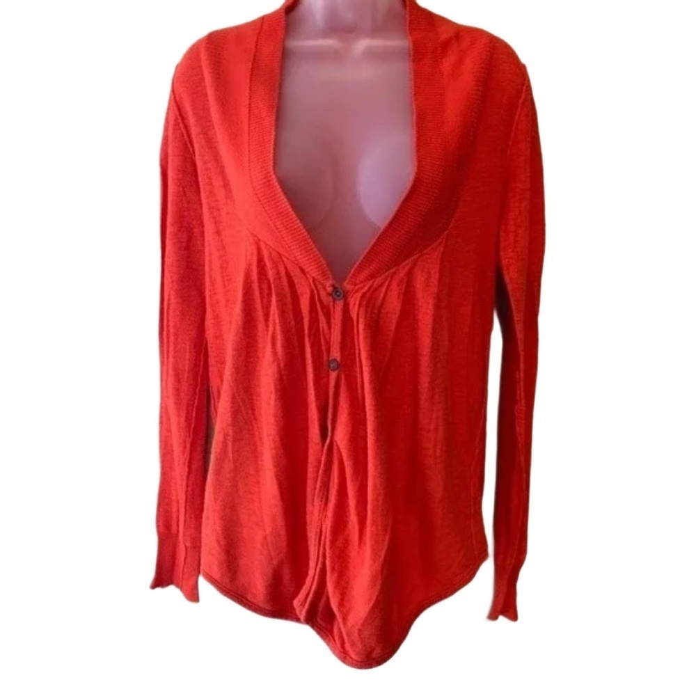 Free People Vibrant orange lightweight Trendy Button-Down Cardigan Shirt M